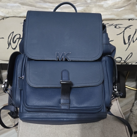 Michael Kors Blue Structured Backpack with Flap Closure - Picture 1 of 2